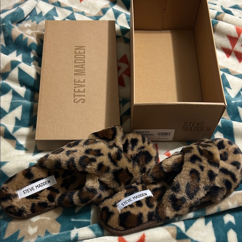 Steve Madden Leopard Print Slippers